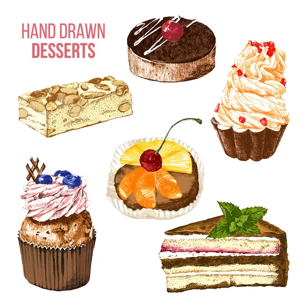 set of hand drawn desserts