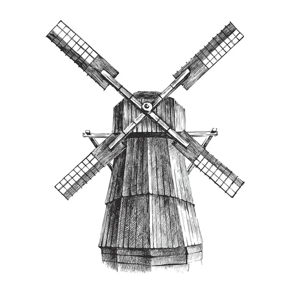 Handgezogene Mühle — Stockvektor