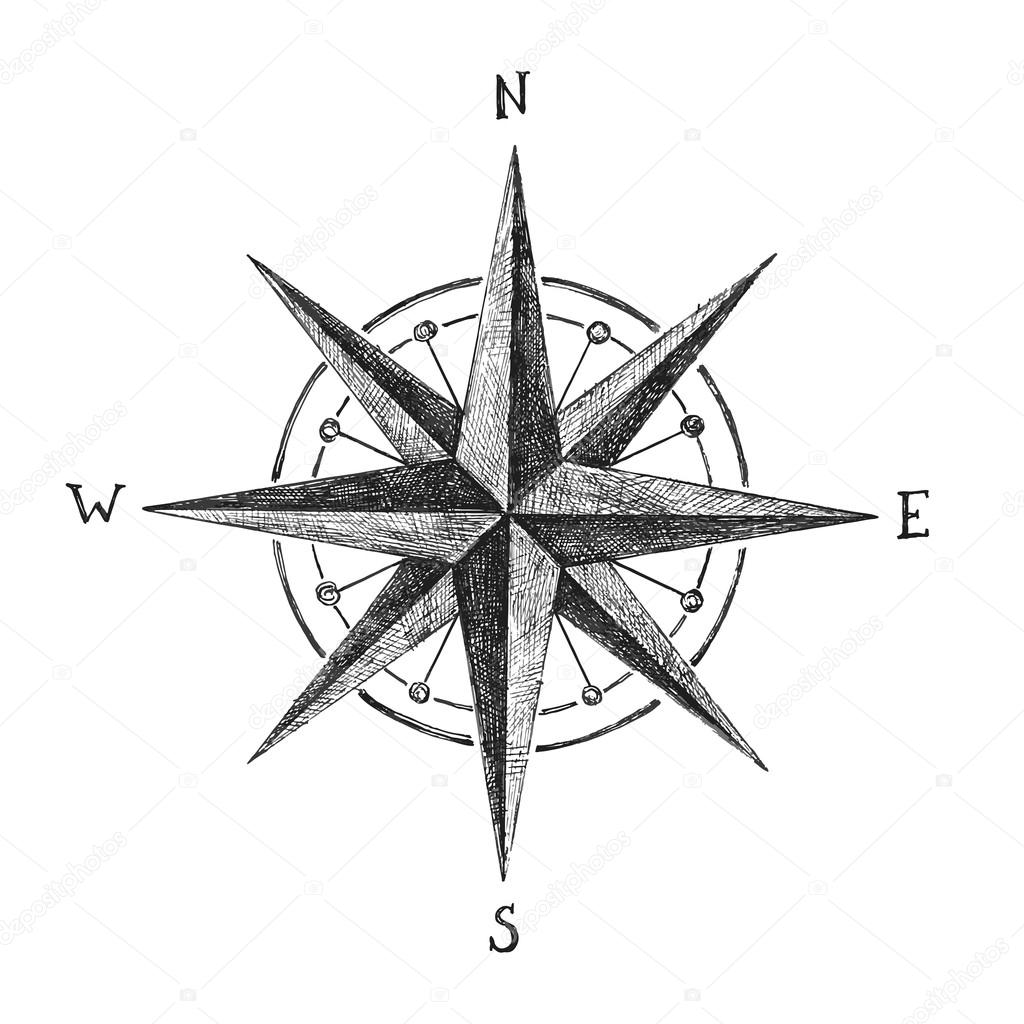 hand drawn wind rose