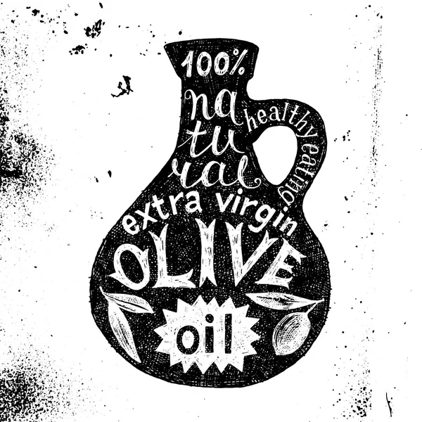 Silhouette de bouteille d'huile d'olive avec design texte — Image vectorielle