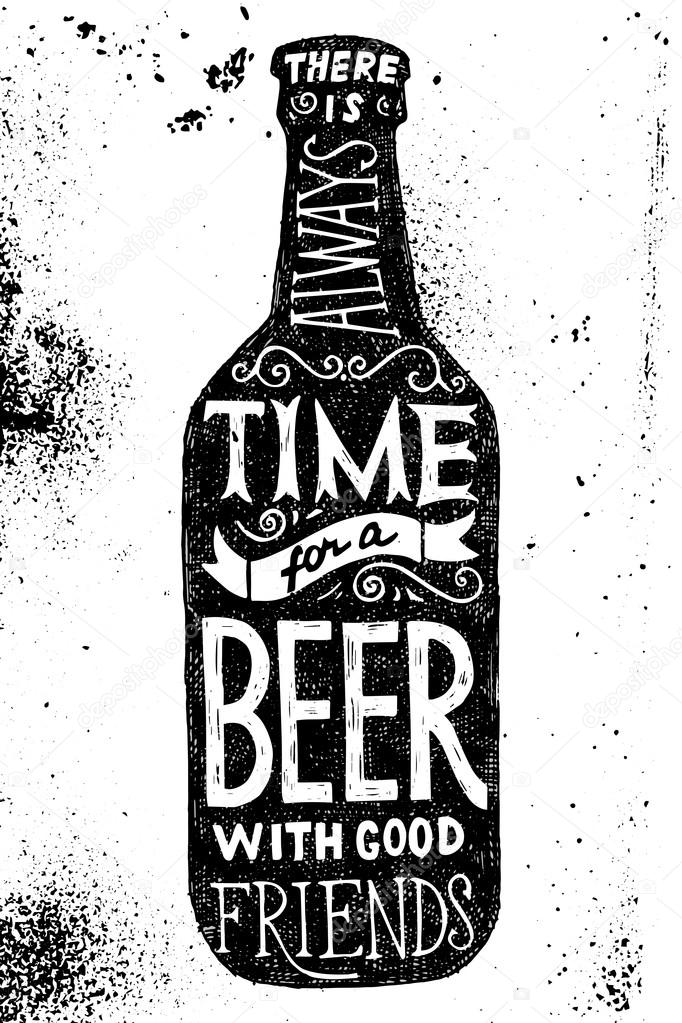 Beer bottle with type design