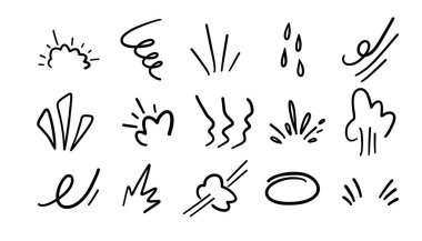 El çizimi taslak elementleri. Vektör illüstrasyonu.