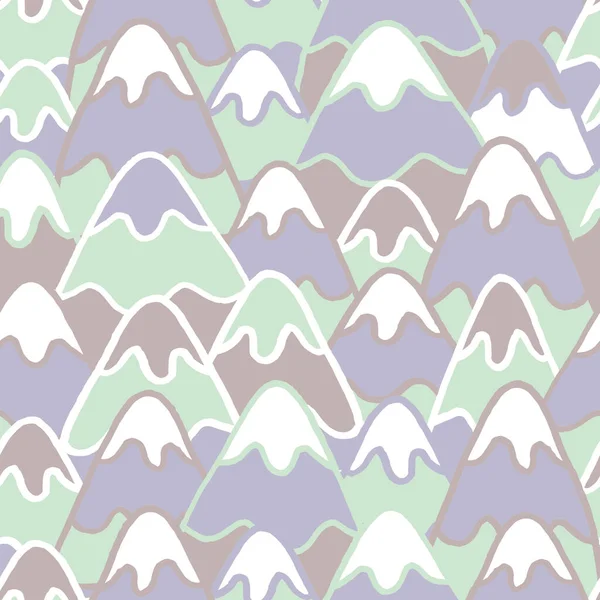 Berglandschaft Nahtloses Vektormuster Pastellfarben Handgezeichnete Berge Einfachen Flachen Cartoon Stil — Stockvektor