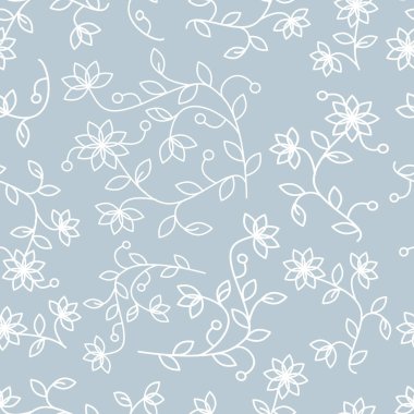 Soyut mavi çiçekli, kusursuz desen