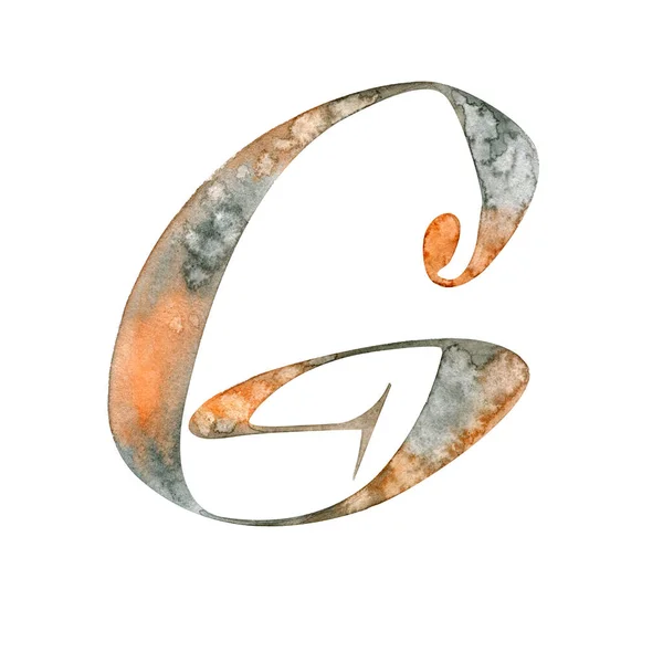 大文字G 水彩画 白い背景の孤立した物体 — ストック写真