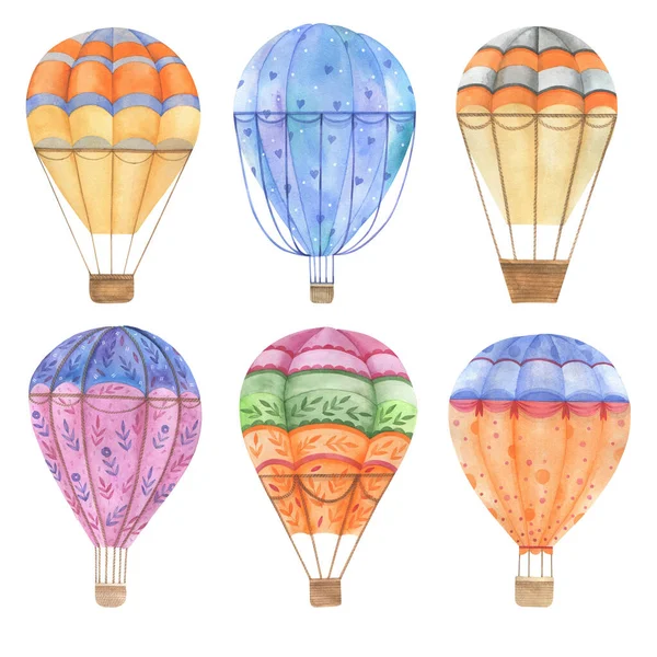 Ensemble Ballons Transport Aérien Dessin Aquarelle — Photo