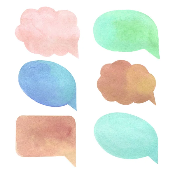 Set Stickers Different Shapes Watercolor Drawing — Stock Photo, Image