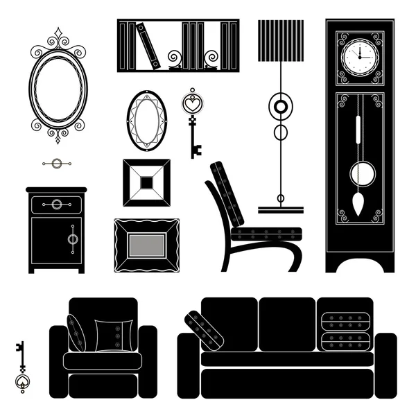 Conjunto de muebles para el interior — Archivo Imágenes Vectoriales