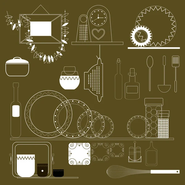 Ensemble de vaisselle pour la cuisine — Image vectorielle