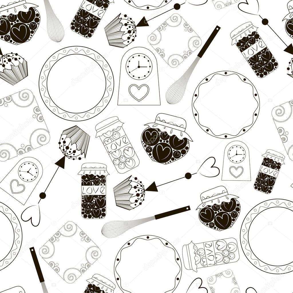 Seamless Background With The Image Of Kitchen Utensils
