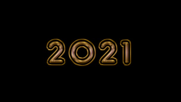 Grußinschrift Frohes Neues Jahr 2021 Nachthimmel Und Hintergrund Der Neujahrssterne — Stockvideo