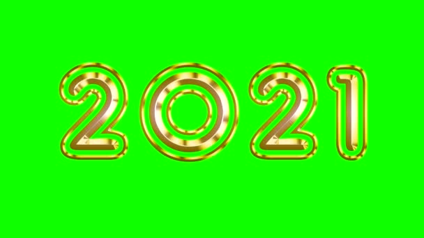 Felice Anno Nuovo 2021 Sullo Sfondo Cromakey Lettere Iridescenti Oro — Video Stock