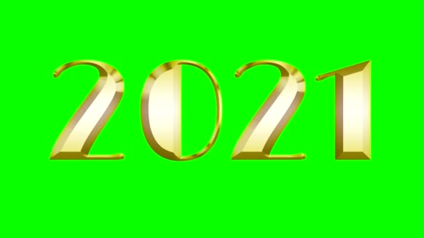 Feliz Ano Novo 2021 Fundo Das Letras Iridescentes Douradas Cromakey — Vídeo de Stock