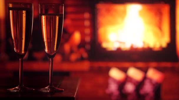 暖炉を焼く 新年のご挨拶やクリスマスのデザインの背景 — ストック動画