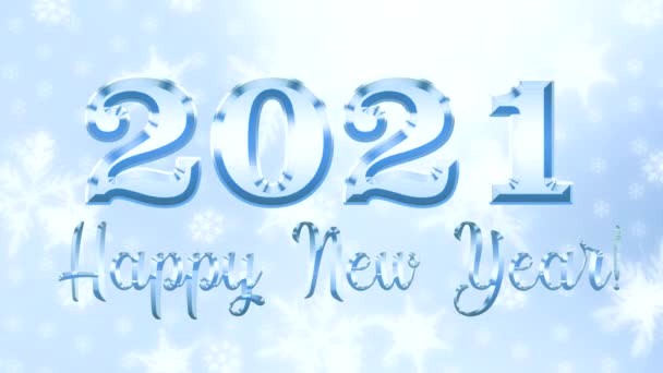 Year Greeting Inscription Happy New Year 2021 Shining Sky Background — Stockvideo