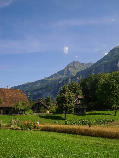 Ferme Suisse Avec Montagnes Vieille Maison — Photo