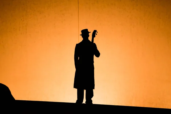 Silhouettes Actors Shadow Theater — Stock Photo, Image