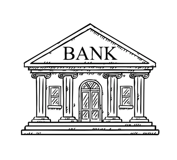 Schwarz Weiße Doodle Vektor Illustration Der Bank Handgezeichnete Vektor Illustration — Stockvektor