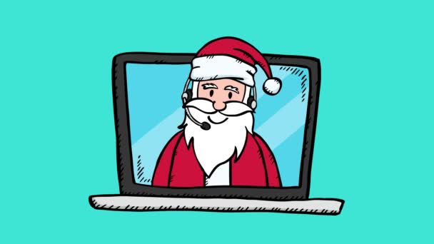 Cartoon Style Video Animation Santa Claus Customer Support Help Desk — Stock Video