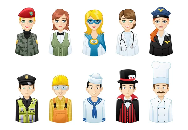 Diverses professions Avatars ensemble — Image vectorielle