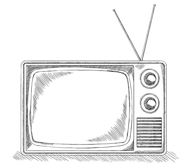 Esboço de TV retro - preto e branco — Vetor de Stock
