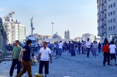 Taksim Gezi Parkı protestolar ve olaylar. Taksim Squar görünümünden