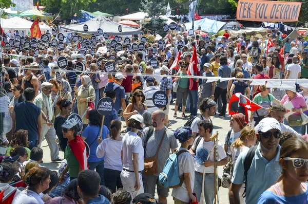 Gezi 공원 시위. Gezi 공원에 시위대. — 스톡 사진