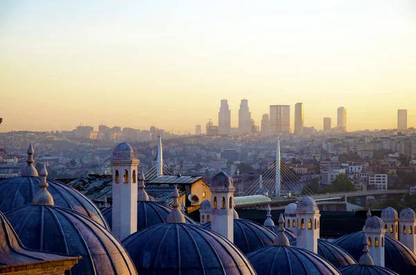 Süleymaniyemoskén trädgård Sunrise hänsyn till Istanbul — Stockfoto