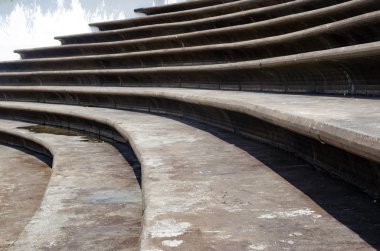 Merdiven mimari arka plan, düz ve dairesel merdiven.