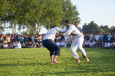 Istanbul'da Orta Asya Türkmen güreş