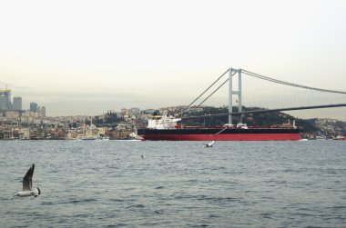 Istanbul, Karaköy iskelesi havada feribot