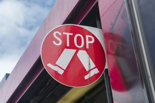 Stop sign on a tram — Stock Photo, Image