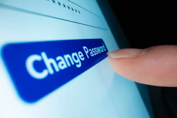 Macro shot of clicking changing password button — Stock Photo, Image