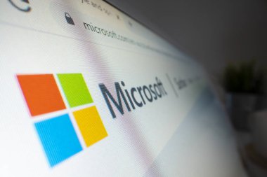 Microsoft logosunun web sitesindeki yakın görüntüsü