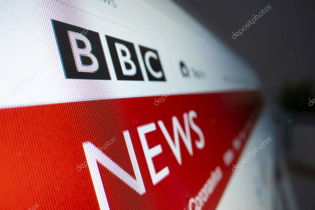 Melbourne, Australia - Feb 19, 2021: Close-up view of BBC logo on its website