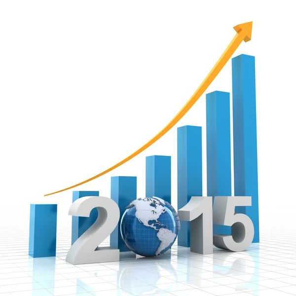 2015 küresel büyüme, 3d render — Stok fotoğraf