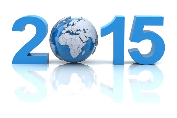 Nuevo año 2015 con globo, 3d render — Foto de Stock