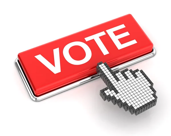 Clicando no botão de voto, renderização 3d — Fotografia de Stock