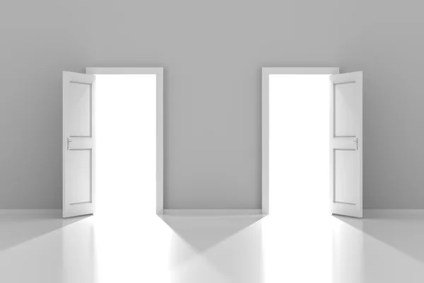 Två dörrar med copyspace, 3d gör — Stockfoto