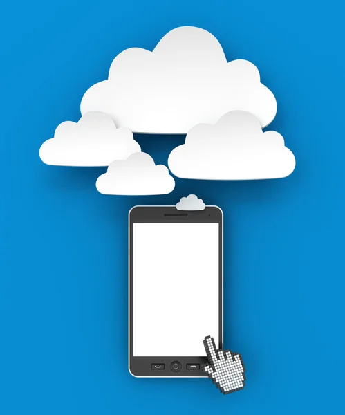 Smartphone conectado a la nube con copyspace, renderizado 3d — Foto de Stock