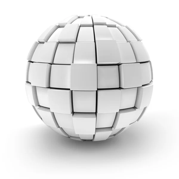 Esfera en blanco formada por bloques, 3d render —  Fotos de Stock