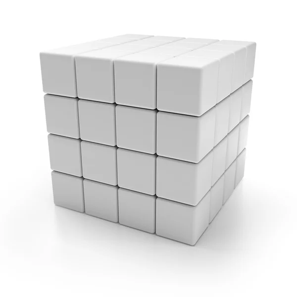 Cubes 3d vierges, fond blanc — Photo