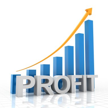 Profit growth chart, 3d render