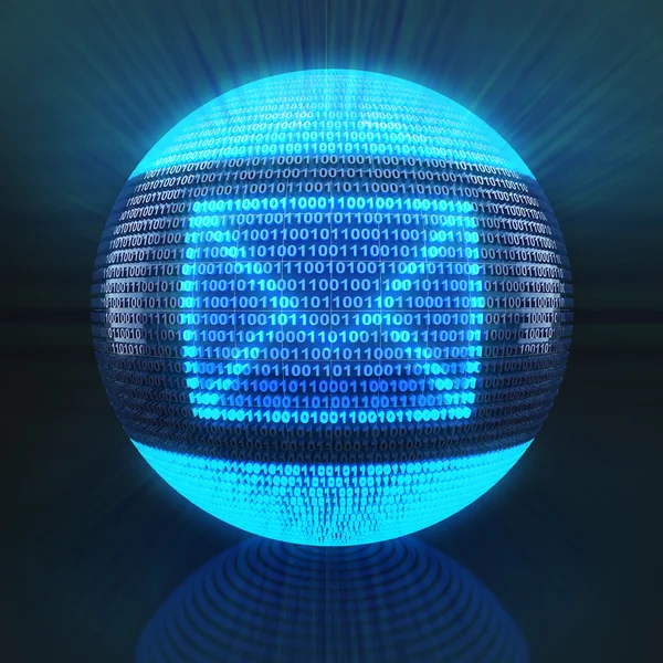 Email symbol on globe formed by binary code — Stock Photo, Image