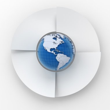Küre, 3d render ile dört adım daire Infographic grafik