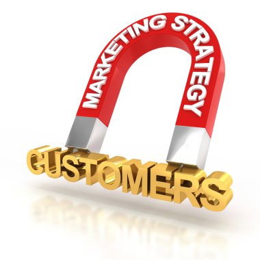 Marketing strategy to attract customers, 3d render clipart