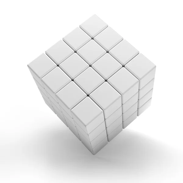 Lege 3D-kubussen, witte achtergrond — Stockfoto