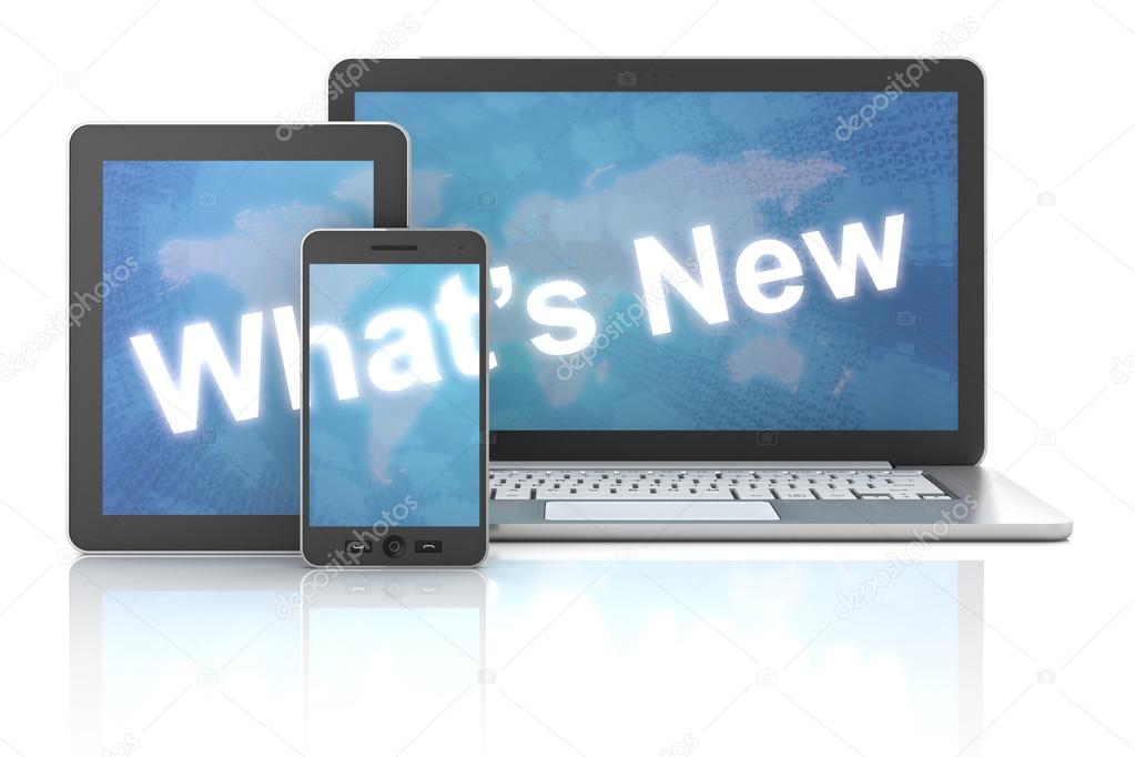 Whats new on laptop,digital tablet and smartphone, 3d render