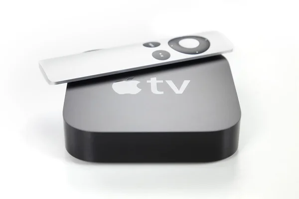 Third generation Apple TV and remote control — Stock Photo, Image