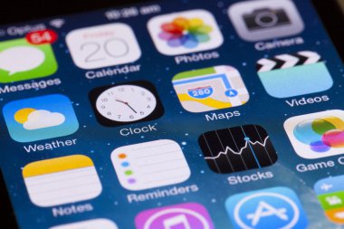 Bir iPhone IOS arabiriminin yakın çekim görünümü